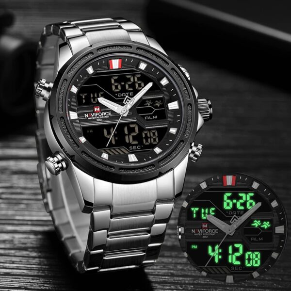 NAVIFORCE 9138 Watches For Men Luxury Brand Quartz Wristwatch Military Waterproof LED Digital Sport Man Clock Relogio Masculino