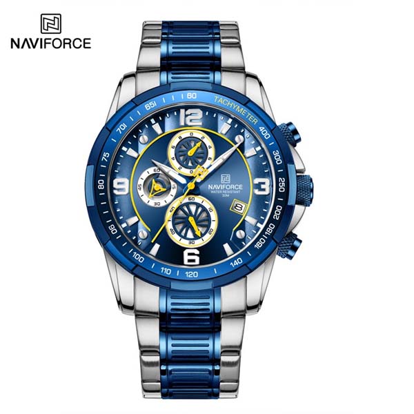 NAVIFORCE Men Watch Sport Man Wristwatch Top Brand Luxury Blue Military Army Chronograph Stainless Steel Quartz Male Clock 8020
