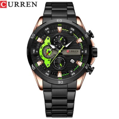 CURREN 8402 Stainless Steel Watches for Mens Montre Fashion Luminous Dial with Chronograph Clock Male Casual Wristwatches